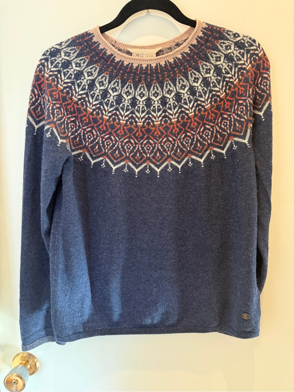 Royal Robbins Westlands Fairisle Merino Wool Sweater Navy Medium